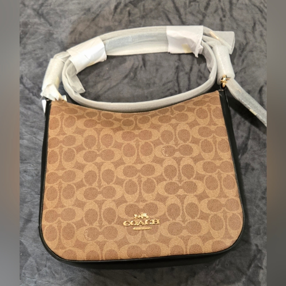 Coach Signature Canvas Messenger Bag - Brown and Black